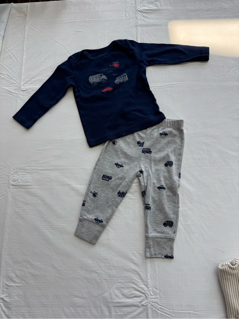 Carter's Navy & Gray Vehicle Print shirt and pants Set